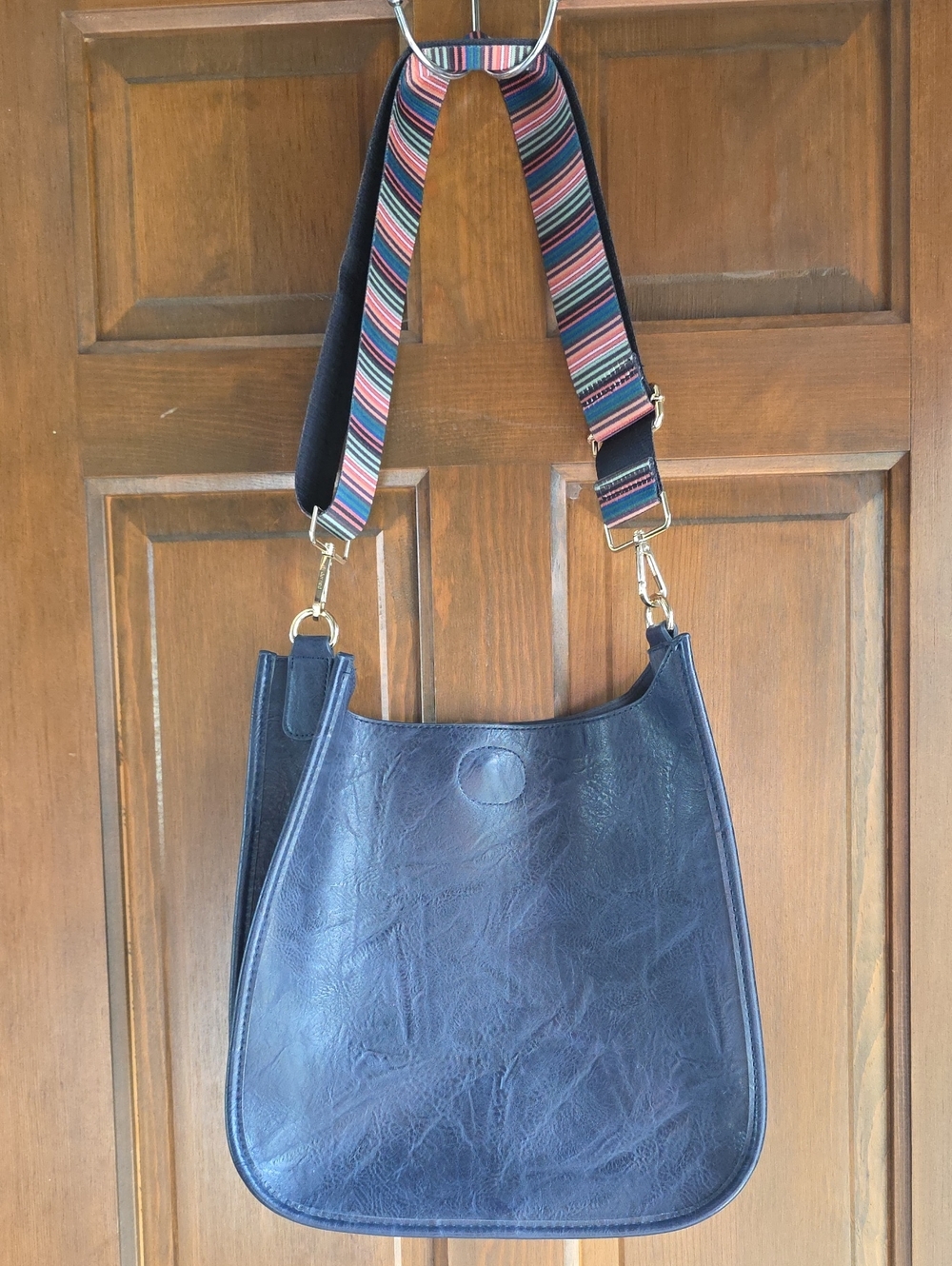 Ah•dorned Classic Navy Crossbody Bag with Striped Adjustable Removable Strap